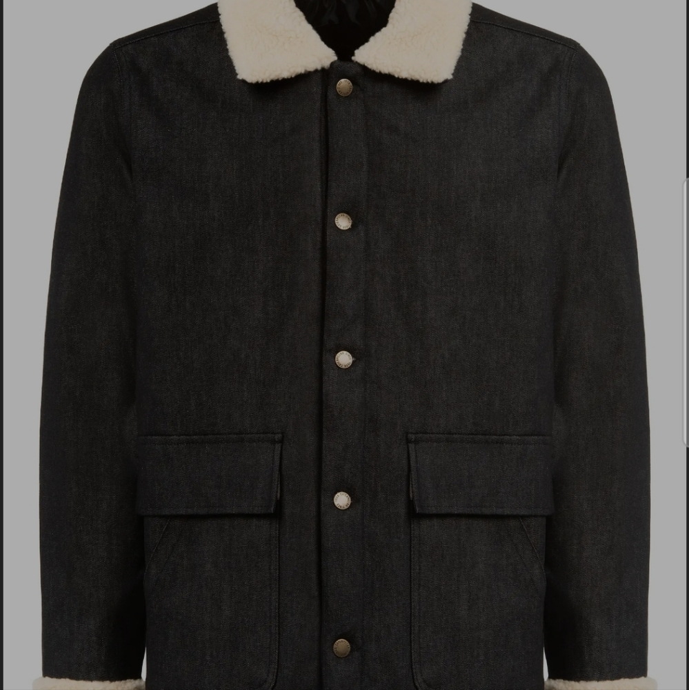 Cat wwr Stonewashed Denim Jacket with Faux Shearling Trim